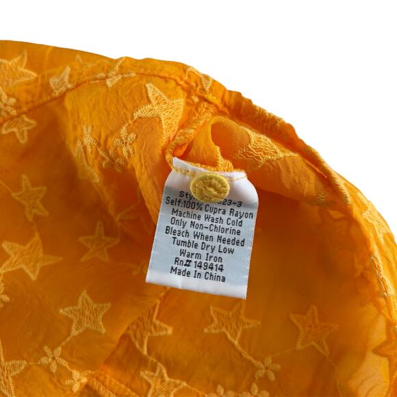 Johnny Was Leafy Concetta Blouse Yellow Boho Embroidered High Neck Size Medium - Picture 6 of 8